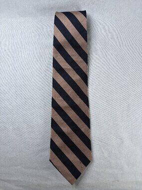 Woodward Silk Tie Tan Navy Diagonal Stripe